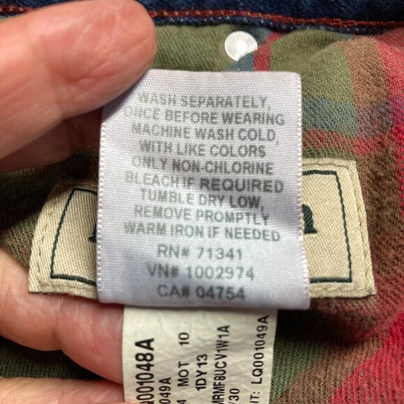 LL Bean Flannel Lined‎ Men's Jeans 36x30 Classic Straight Leg Blue with Plaid - Picture 8 of 10